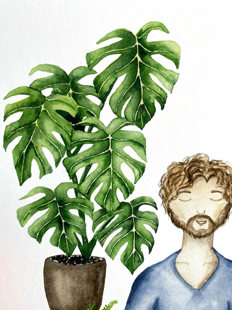 Plant Poster 'Plant Guy' all sizes fine art print botanical watercolor illustration green wall decoration home decor small gift image 6