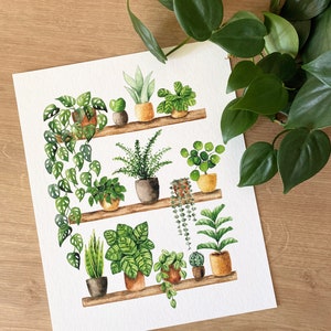 Pflanzen Poster 'Plant Shelfie 2' Großformat Fine Art Druck botanische Kunst Wanddekoration Aquarell Malerei kleines Geschenk Bild 8