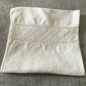 Antique French pure linen pillowcase