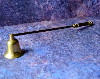Vintage Brass Candle Snuffer 26cm,Long Handle Bell Extinguisher,Mid Century Brass Candle Accessory,Classic Cottagecore Fire Smother