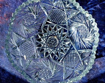 Antique American Brilliant Period (ABP) Crystal Bowl - Pinwheel & Sawtooth Rim  (8")