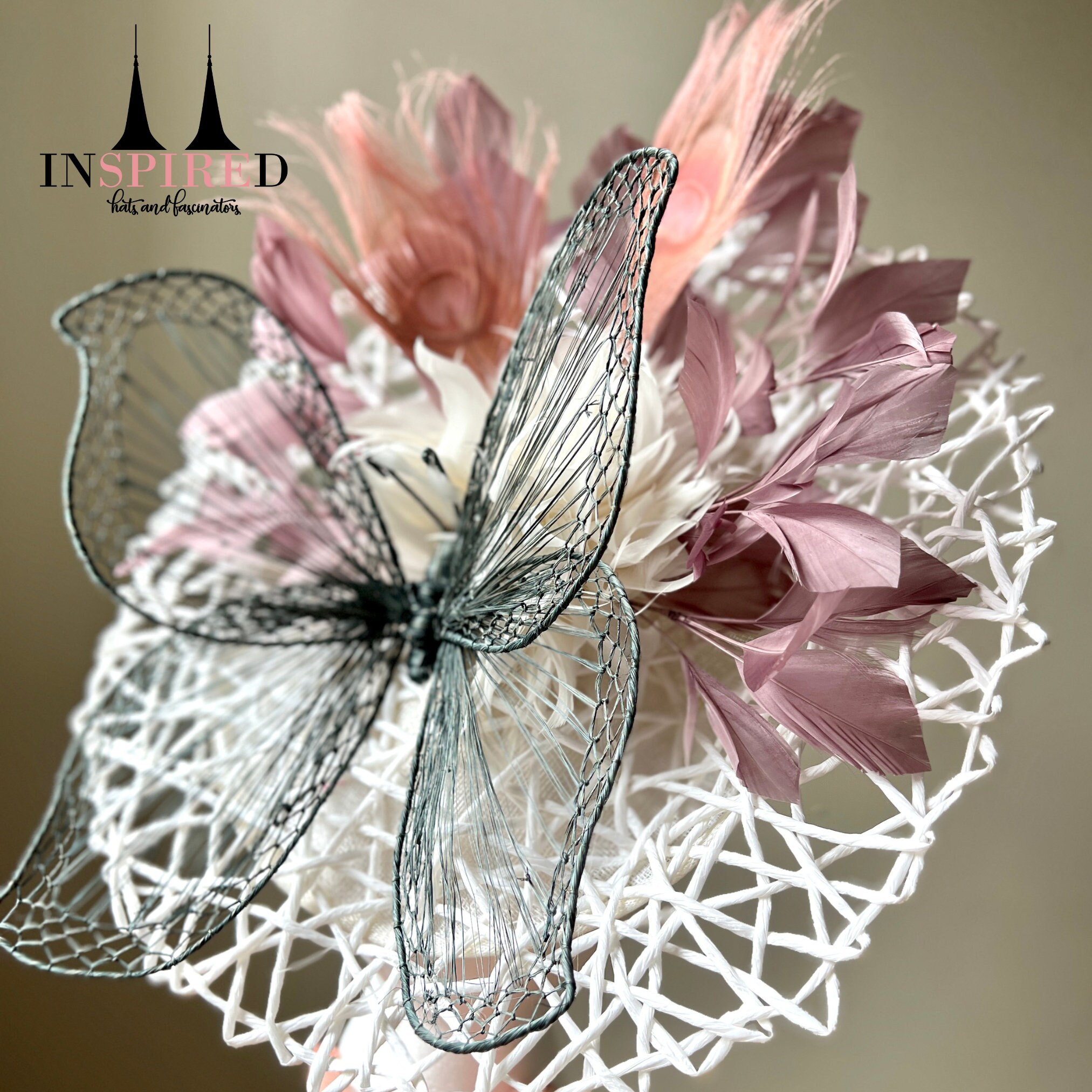 Kentucky Derby Oaks Butterfly Garden Statement Headpiece Pink Purple Fascinator Kentucky Derby Hat Fascinator, Shocking Pink Purple Apple  main image 4