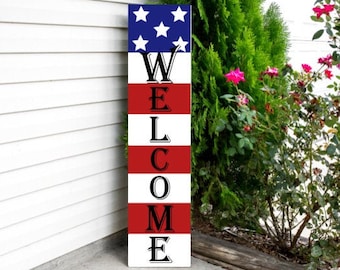 Patriotic 4th of July porch decor is some of my favorite home decor to shop for! Etsy is an especially great spot to find unique decor finds--and that includes patriotic porch decor. This patriotic welcome sign would look amazing on any home! 