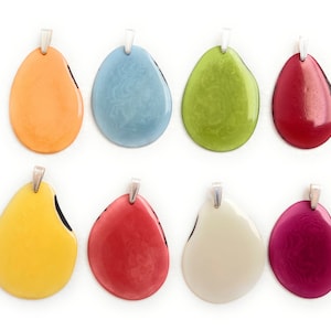 Tagua Nut Pendants TAG525, Tagua Slice Pendants in Assorted Colors, Vegetable Ivory