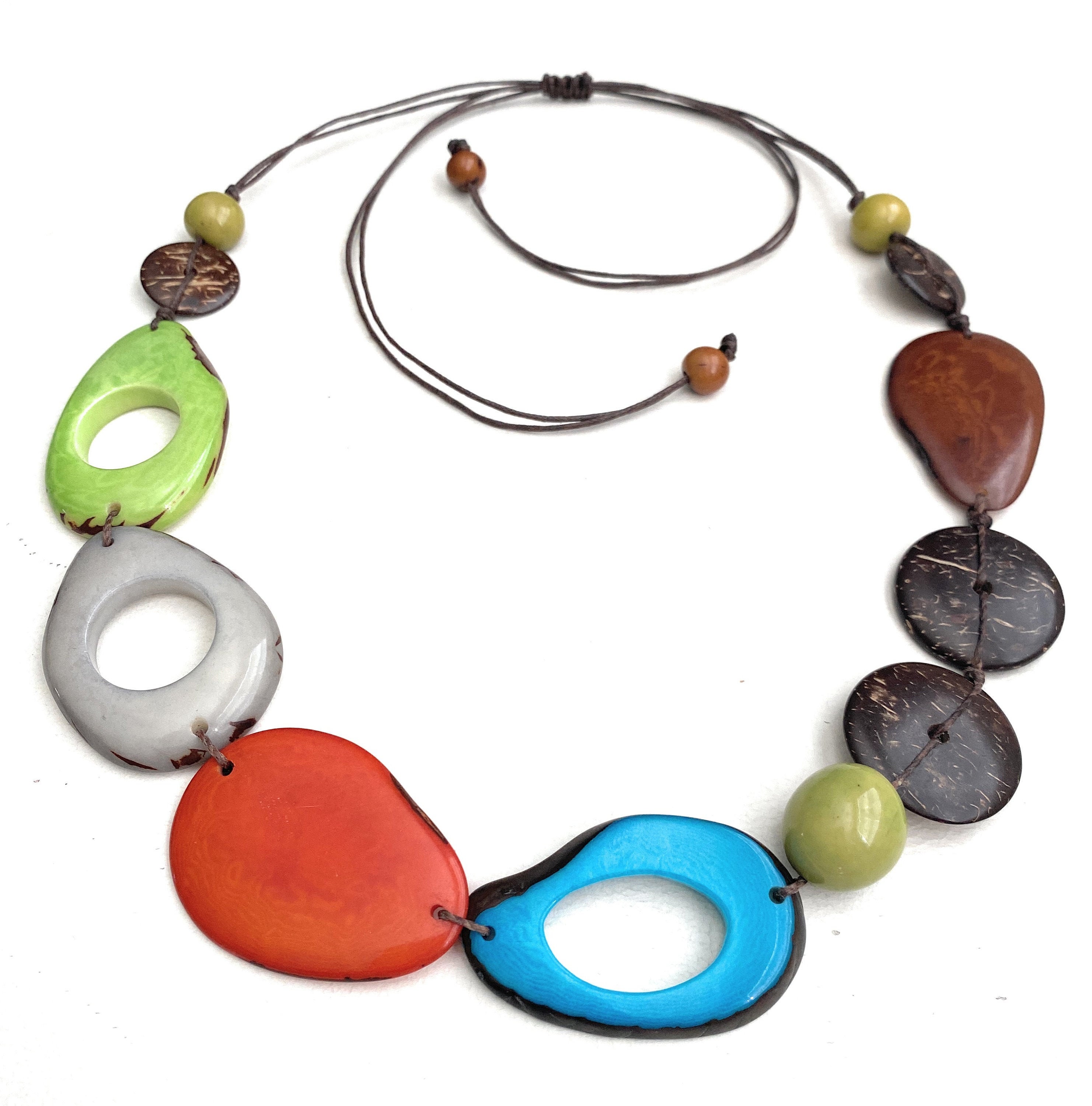 Eco Friendly Handmade Tagua Nut Necklace Tagua Necklace in Multi Color TAG541 
