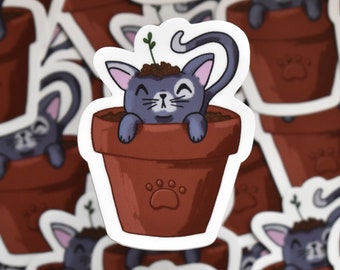 Cat In A Plant Pot Sticker