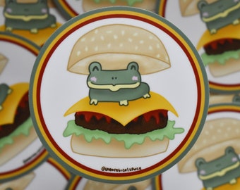 Frog In A Cheeseburger Sticker