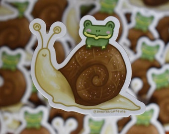 Frog On A Snail Sticker