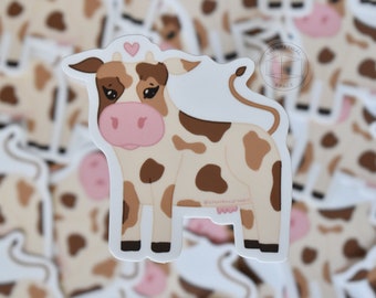 White Chocolate Heart Cow Sticker