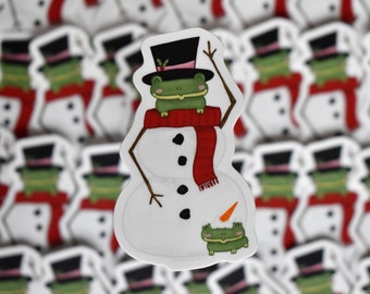 Frogs And A Snowman Sticker