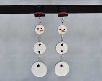 Clay Snowman Earrings