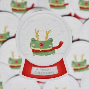 Frog In A Snow Globe Sticker - Transparent