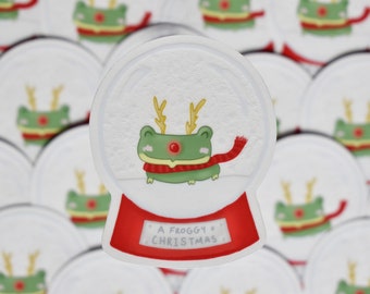 Frog In A Snow Globe Sticker - Transparent