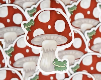 Frogs On A Mushroom Sticker