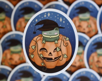 Frog In A Pumpkin Sticker