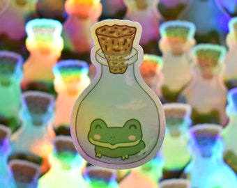 Frog In A Bottle Sticker - Holographic