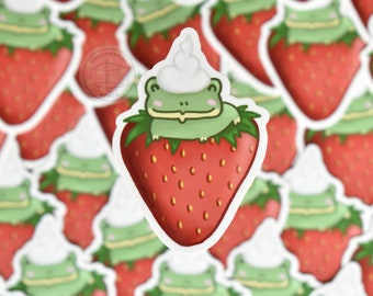 Frog on a Strawberry Sticker