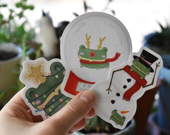 Christmas Frog Sticker Pack of 3