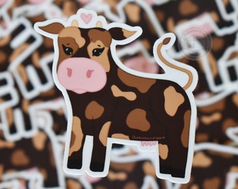 Dark Chocolate Heart Cow Sticker