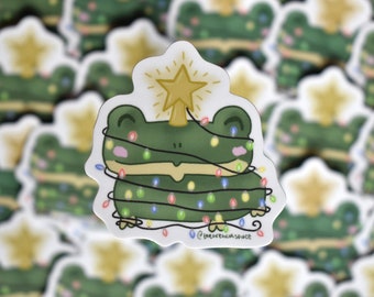 Frog In Christmas Lights Sticker