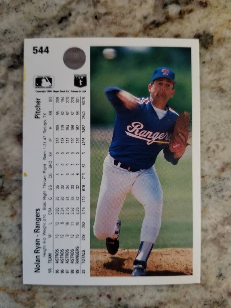 Nolan Ryan 1990 Upper Deck Autographed Card #544 - Etsy
