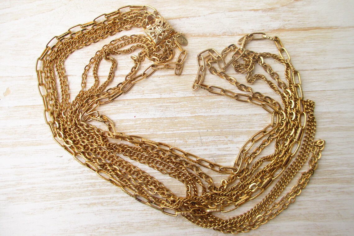Five Gold Plated Citation Chain Long Length Vintage 5
