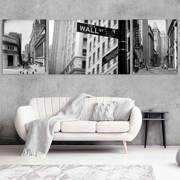 Set of 3 canvases New York wall art Vintage New York photos Vintage New York art Old New York wall art  NY Stock Exchange & Broad Street art