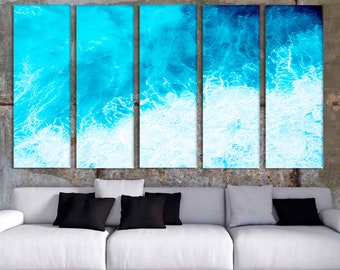Wave Canvas Print Wave Print Sea Wave Wall Art Blue waves wall art Ocean canvas art Sea canvas print Big waves painting  Blue ocean waves