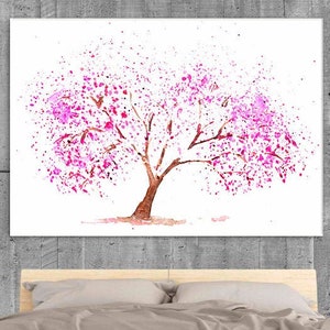 Cherry Tree poster, Nature decoration, Wall art print, Landscape poster, Art print, Cherry Tree canvas, Tree print, Cherry Tree Blossom, Art image 1