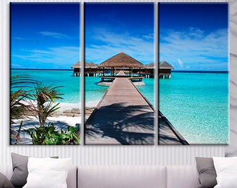 maldives beach palms gift living room decor ocean coastal photo wall art canvas set tropical wall canvas maldives canvas wall decor print