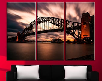Leinwand-Bilder Wandbild Canvas Kunstdruck 125x50 Sydney Brücke Stadt Skyline 