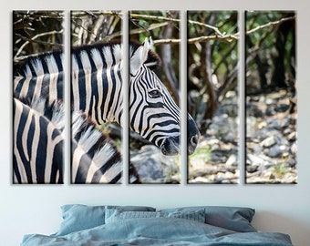 Zebra on Canvas Wall Art Zebra print Zebra split wall art Zebra art print Zebra home decor Zebra office art Zebra canvas art Animal artwork