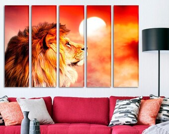 Lion canvas art, Coloful wall art, Canvas Print,  Lion art Room Decoration, Lion wall Decor, Lion Home Art, Lion Print, Large Lion Canvas