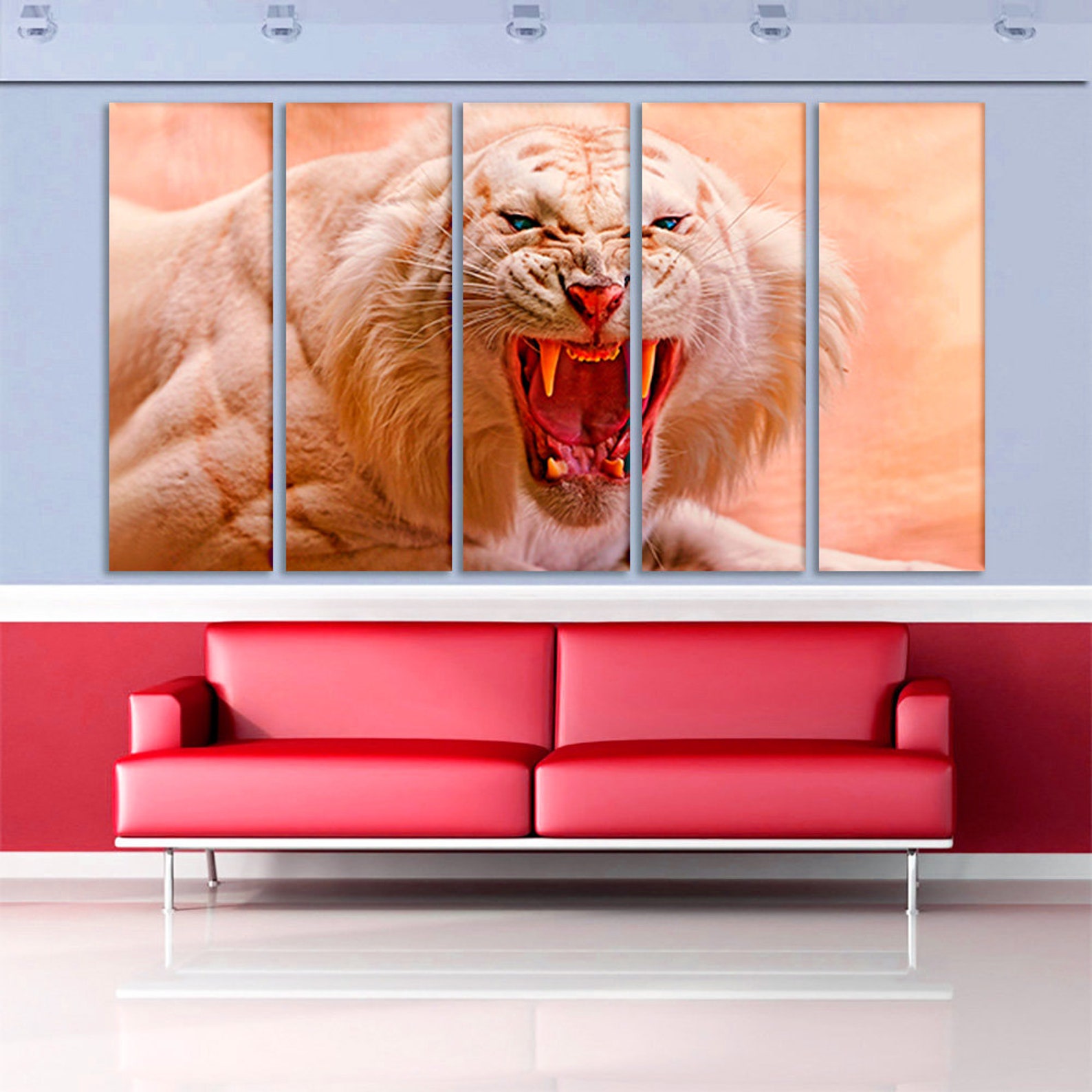 Tiger Wall Art White Tiger Canvas Tiger Canvas Art Tiger Home Etsy