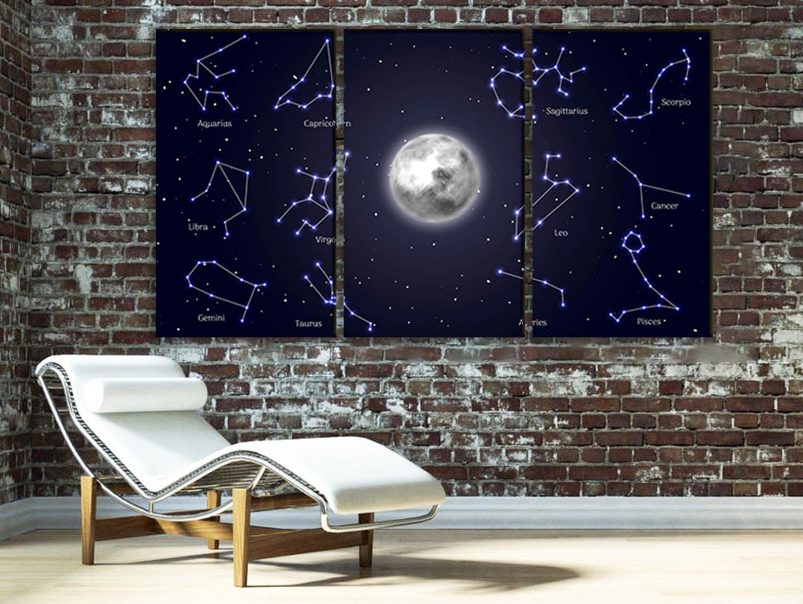 Zodiac Signs Wall Art Zodiac Signs Decor Moon Surrounded Etsy