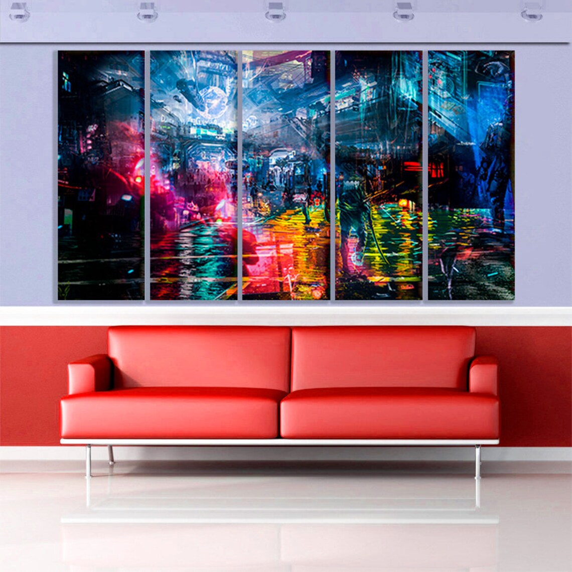 City Abstract Canvas Abstract City Art Abstract City Painting Etsy