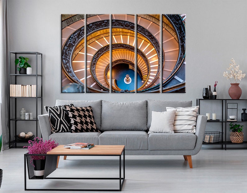 Round Staircase Wall Art Stairs Canvas Stairs Print Art Etsy