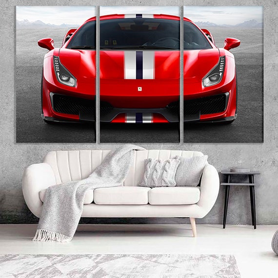 Super Sports Car Ferrari Red Wallpaper Mural Photo Poster Decoration