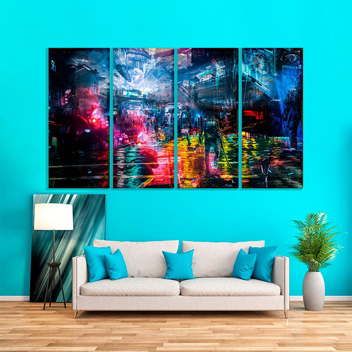 City Abstract Canvas Abstract City Art Abstract City Painting Etsy