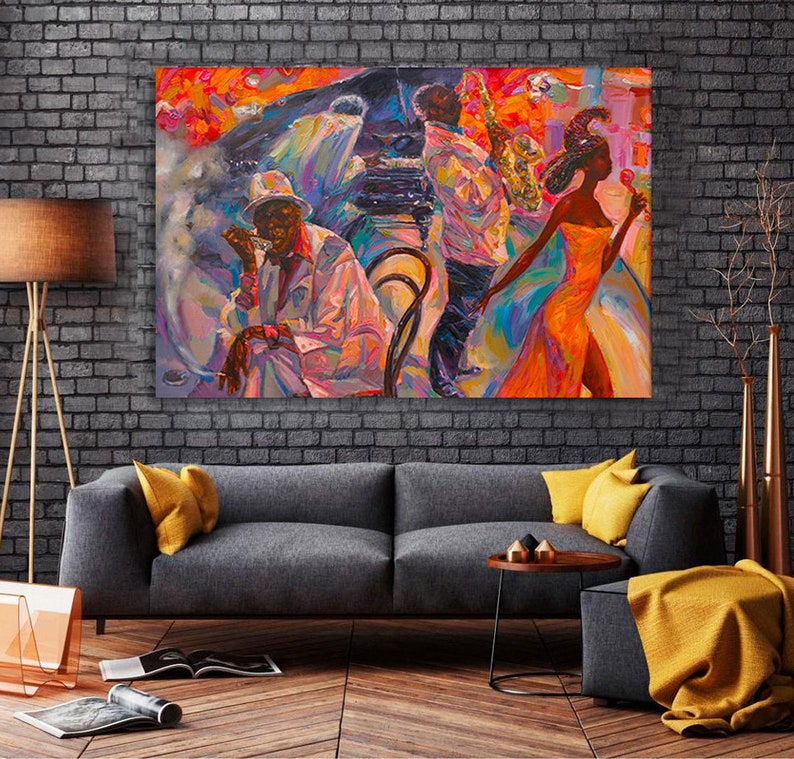 Jazz Canvas Jazz Band on Canvas Music Canvas Wall Art Etsy