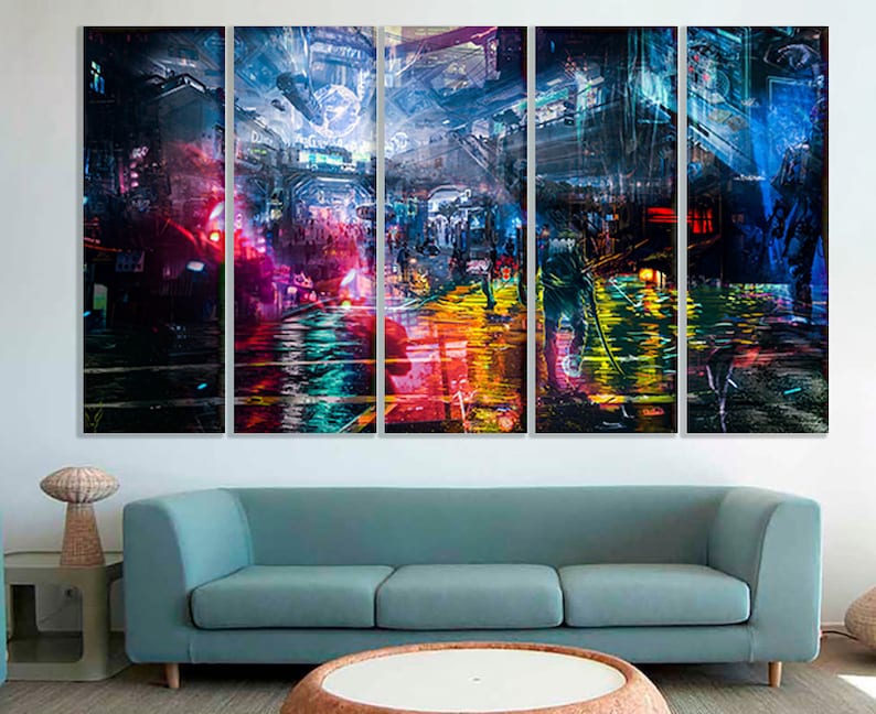 City Abstract Canvas Abstract City Art Abstract City Painting Etsy