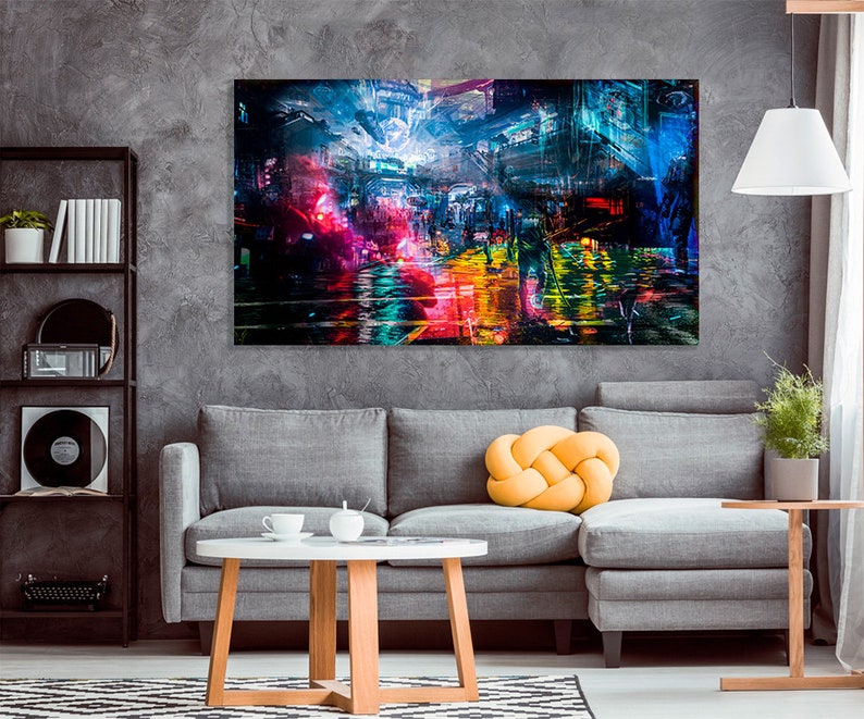 City Abstract Canvas Abstract City Art Abstract City Painting Etsy