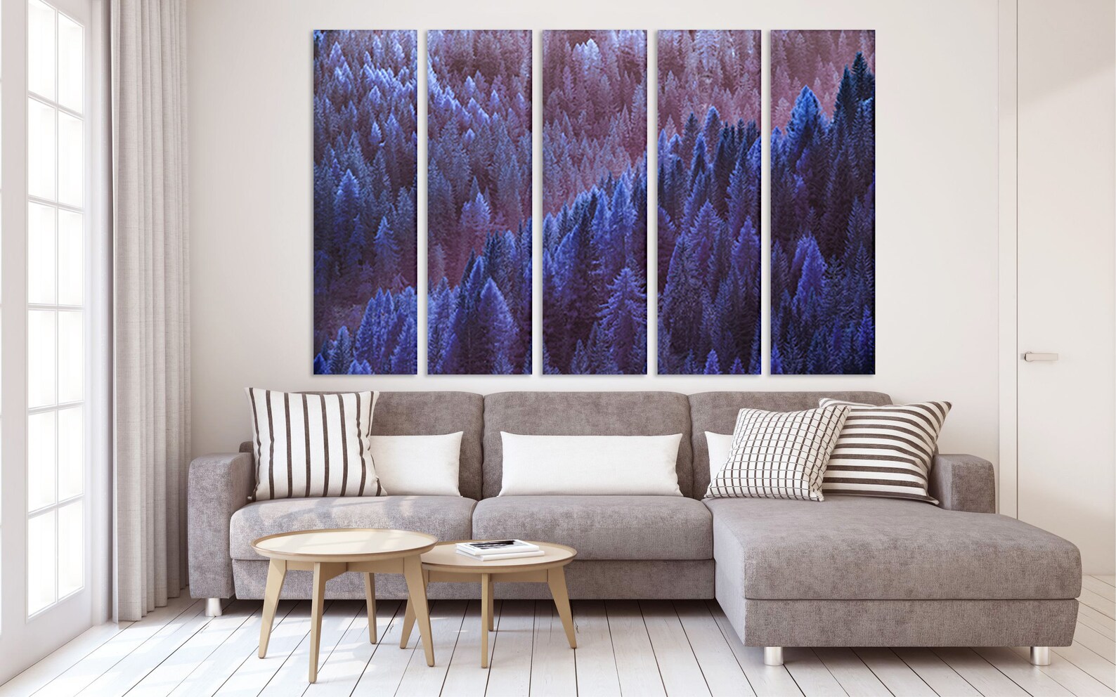 Blue Forest Trees Wall Art Trees Canvas Printforest Canvas Etsy