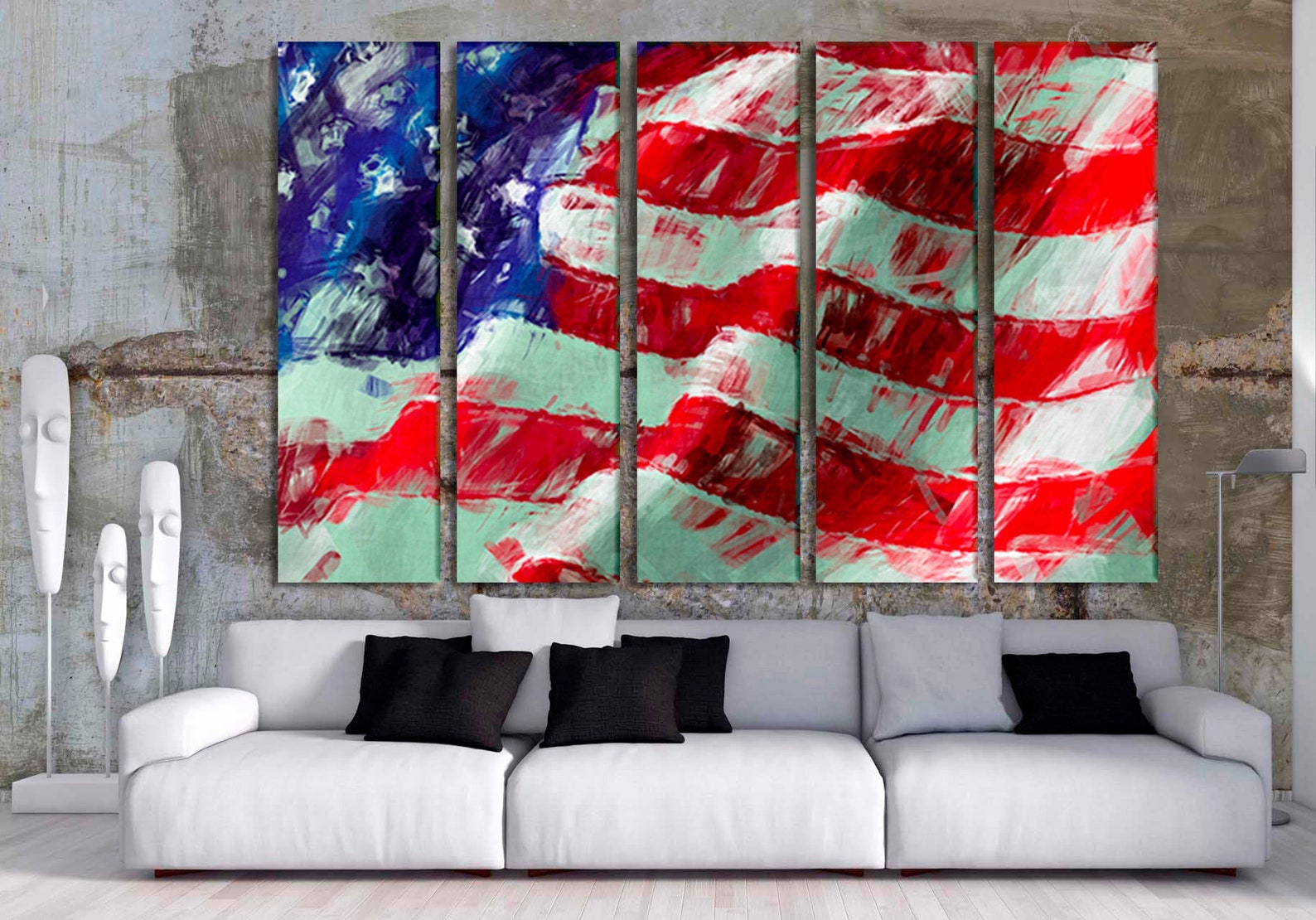USA flag canvas Oil painting canvas Flag poster Wall art Etsy