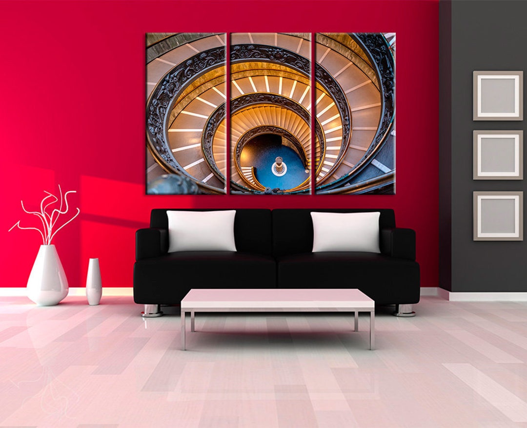 Round Staircase Wall Art Stairs Canvas Stairs Print Art Fibonacci Wall
