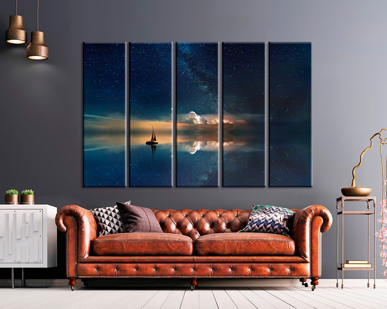 Starry Sky Canvas Wall Art Night Sea on Canvas Art Night - Etsy