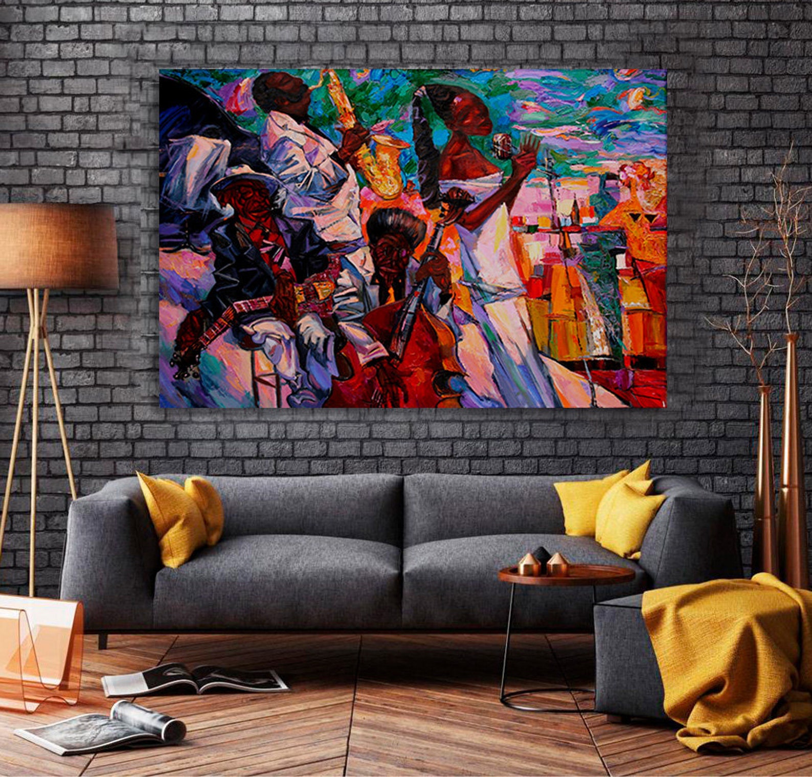 Jazz Canvas Jazz Band on Canvas Music Canvas Wall Art Night | Etsy