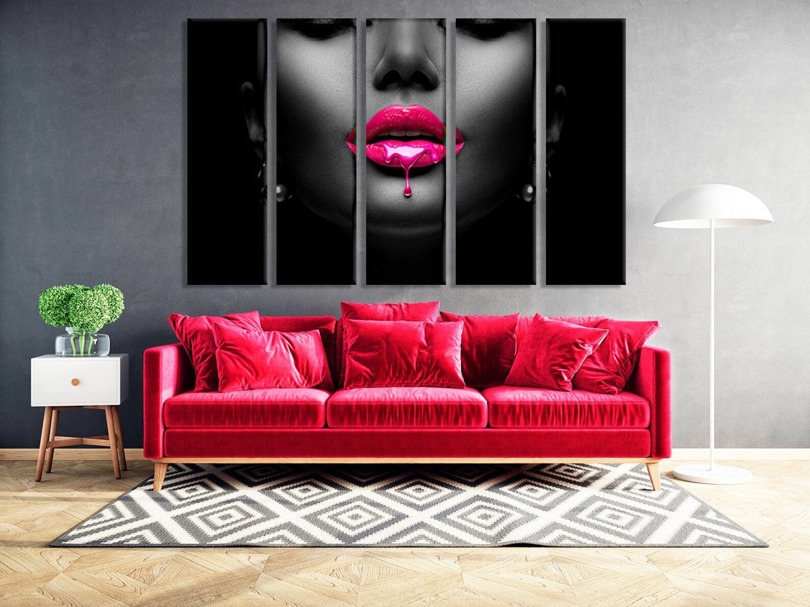 Red Lips Poster Red Lips Canvas Fashion Wall Art Fashion Etsy