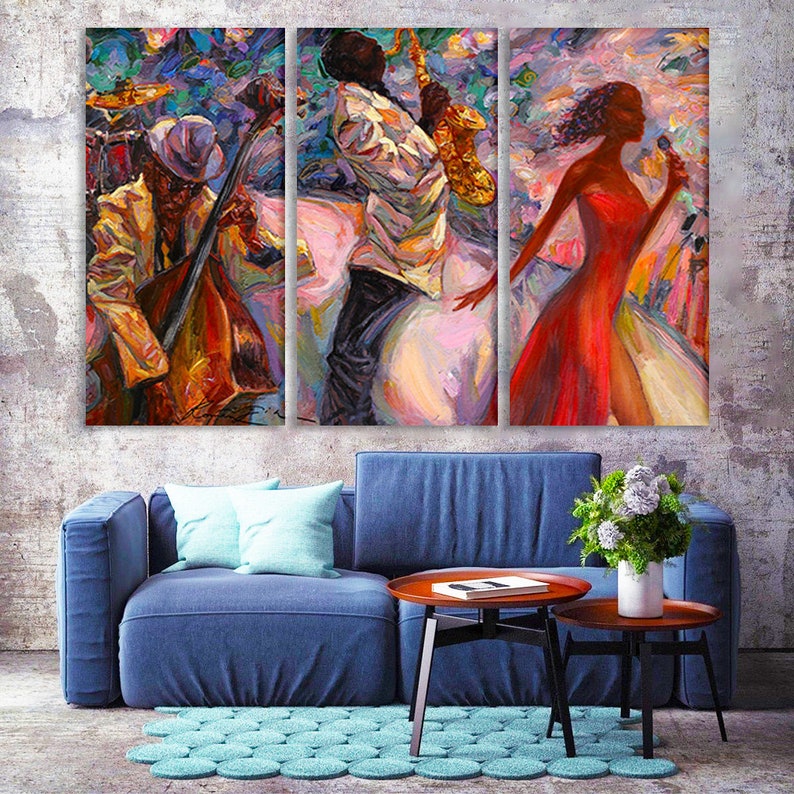 Jazz Poster Music Canvas Wall Art Painting On Canvas Abstract Etsy