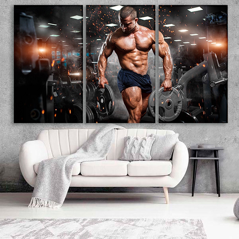 Gym Wall Art Gym Canvas Gym Wall Decor Canvas Set of Gym Gym Etsy